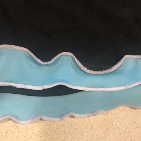 EKOUEAR HALTER TANKINI TOP BLACK WITH BLUE RUFFLE TRIM SIZE SMALL NEW WITH TAGS - Picture 6 of 12